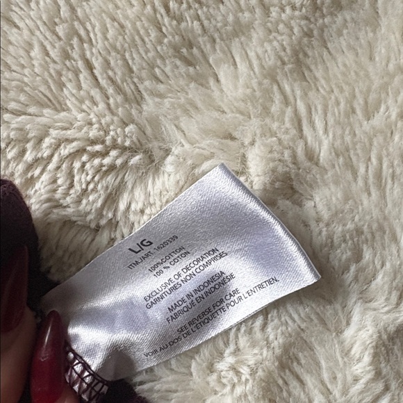 Banana Republic Cotton Quarter Zip Pullover Top Sz L | Maroon Long Sleeve - Picture 9 of 10